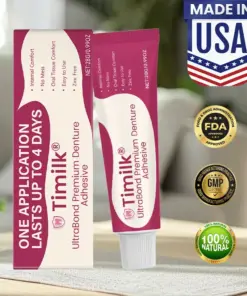 Timilk® UltraBond Premium Denture Adhesive FDA Certified (Clinically Proven 4-Day Hold for Secure, Comfortable Zinc-Free Denture Fit )