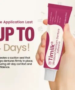 Timilk® UltraBond Premium Denture Adhesive FDA Certified (Clinically Proven 4-Day Hold for Secure, Comfortable Zinc-Free Denture Fit )