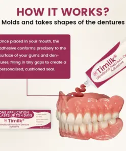 Timilk® UltraBond Premium Denture Adhesive FDA Certified (Clinically Proven 4-Day Hold for Secure, Comfortable Zinc-Free Denture Fit )