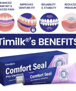 Timilk® Comfort Seal Pro Denture AdhesiveFDA Certified (Clinically Proven 96- Hour Lock Hold for Secure, Comfortable Zinc-Free Denture Fit)