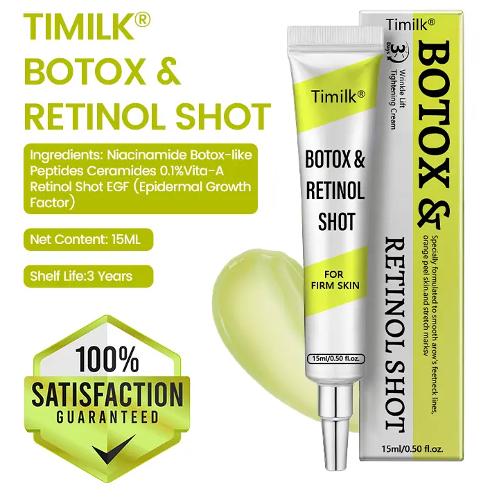 Timilk® Botox Retinol Shot Smoother-Looking Skin for Deep Lines, Sagging Jowls Puffy Eyes