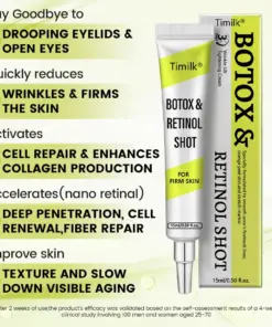 Timilk® Botox Retinol Shot Smoother-Looking Skin for Deep Lines, Sagging Jowls Puffy Eyes