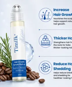 Timilk® Hair Growth Serum Roll-On – 3% Rosemary Oil Scalp Treatment for Thicker