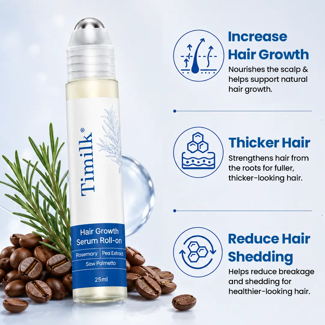 Timilk® Hair Growth Serum Roll-On – 3% Rosemary Oil Scalp Treatment for Thicker