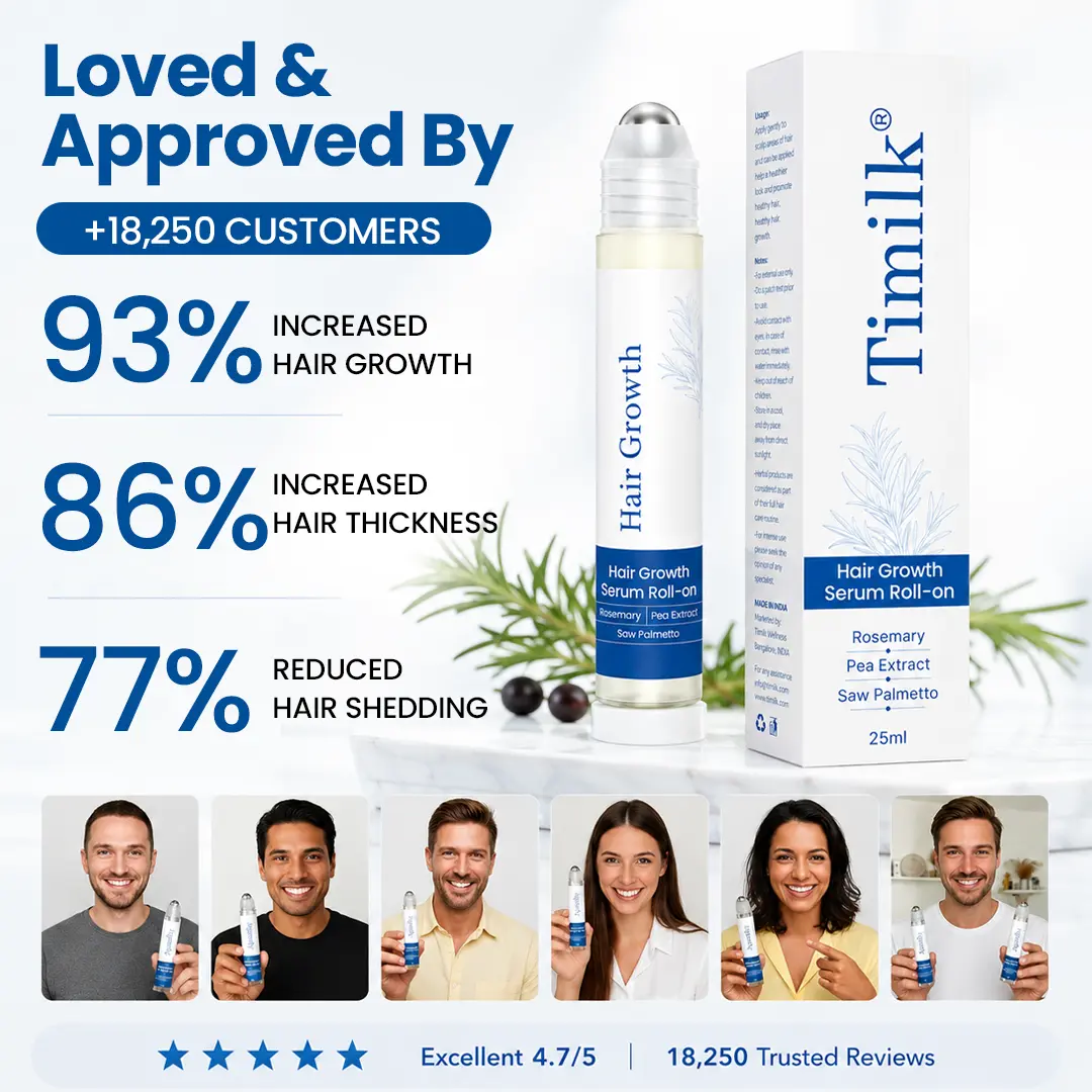 Timilk® Hair Growth Serum Roll-On – 3% Rosemary Oil Scalp Treatment for Thicker